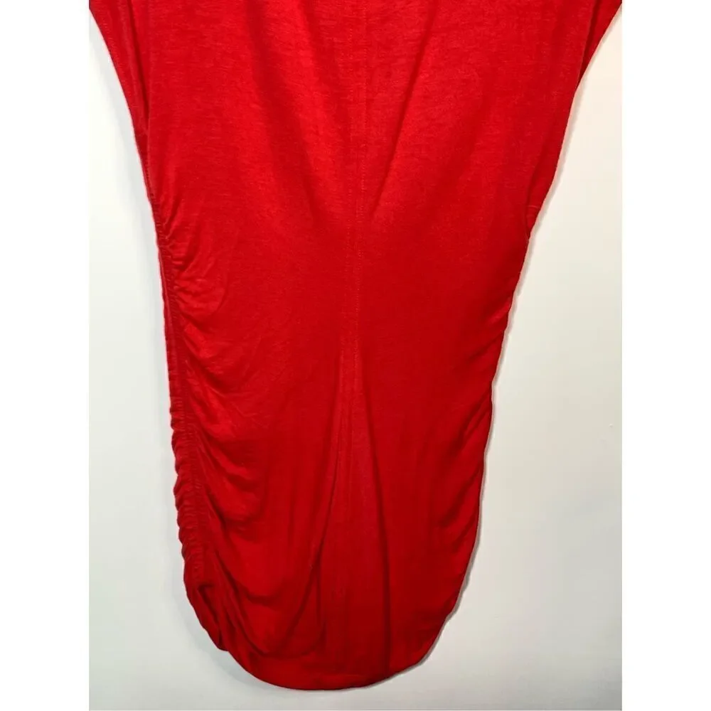 Cabi Women's Limited Edition Cap Sleeve Ruched Whistle Tunic Top Red Size Small